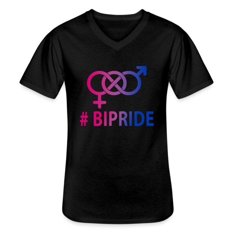 hashtag-bipride-glyphen-klassisches-maenner-t-shirt-mit-v-ausschnitt-schwarz