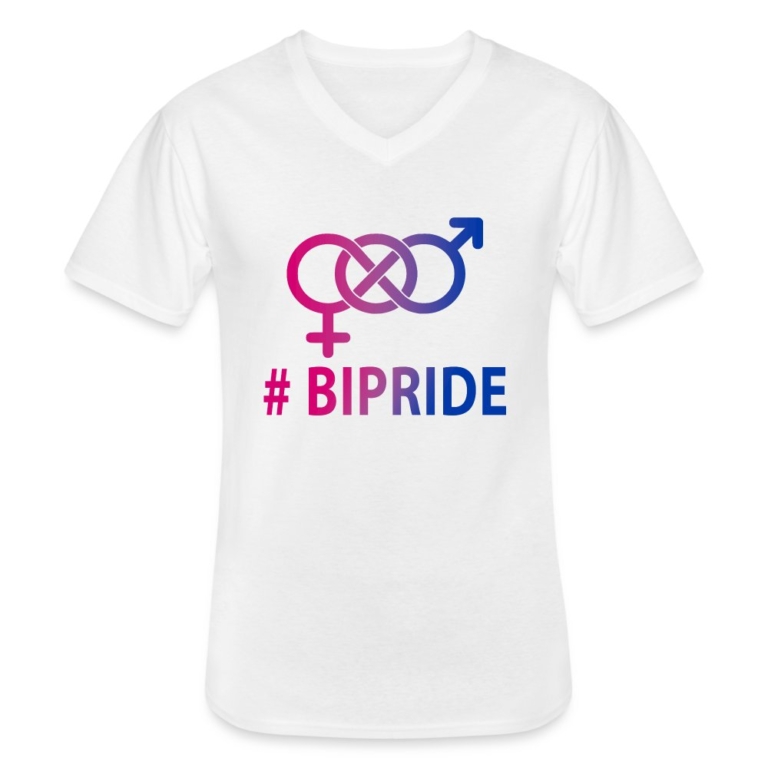 hashtag-bipride-glyphen-klassisches-maenner-t-shirt-mit-v-ausschnitt-weiss