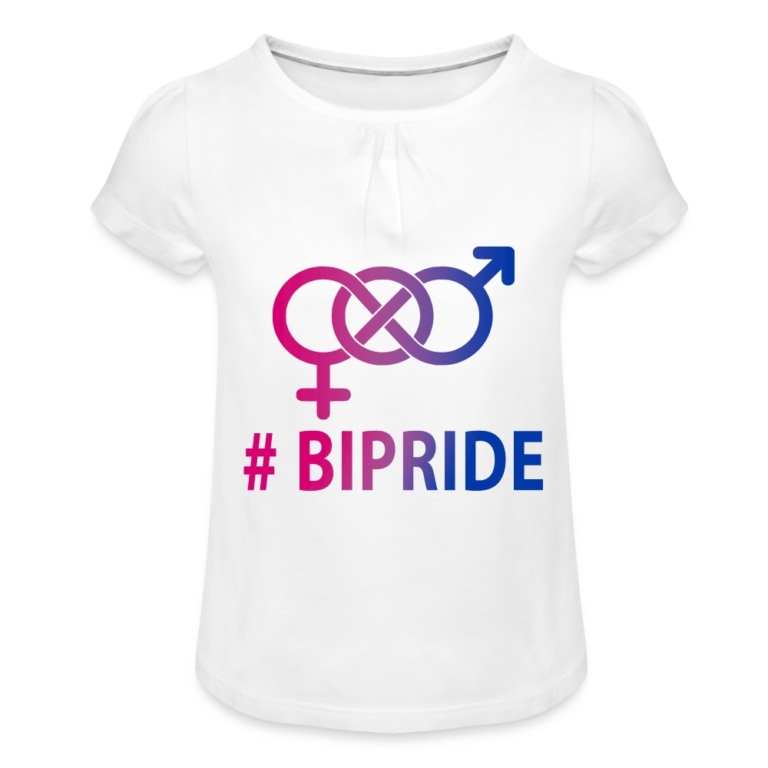 hashtag-bipride-glyphen-maedchen-t-shirt-mit-raffungen-weiss