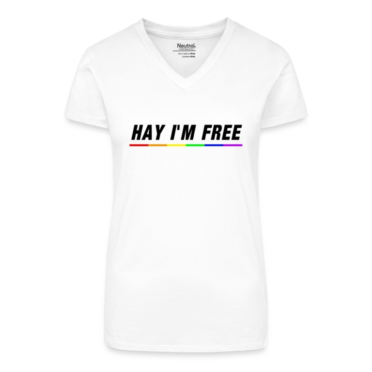 hay-im-free-bio-frauen-t-shirt-mit-v-ausschnitt-weiss