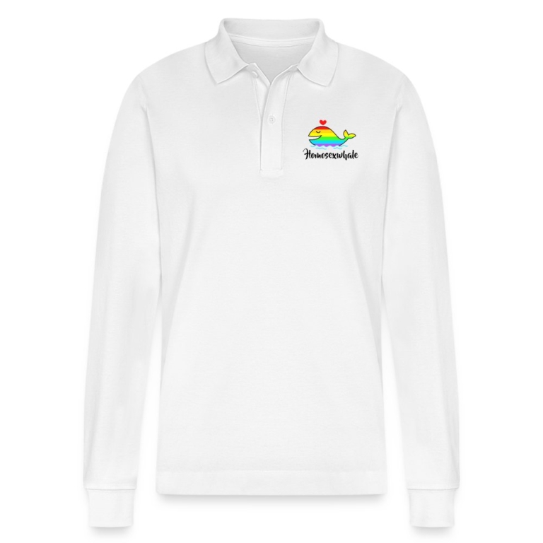 homosexwhale-stanleystella-unisex-bio-langarm-poloshirt-prepster-weiss