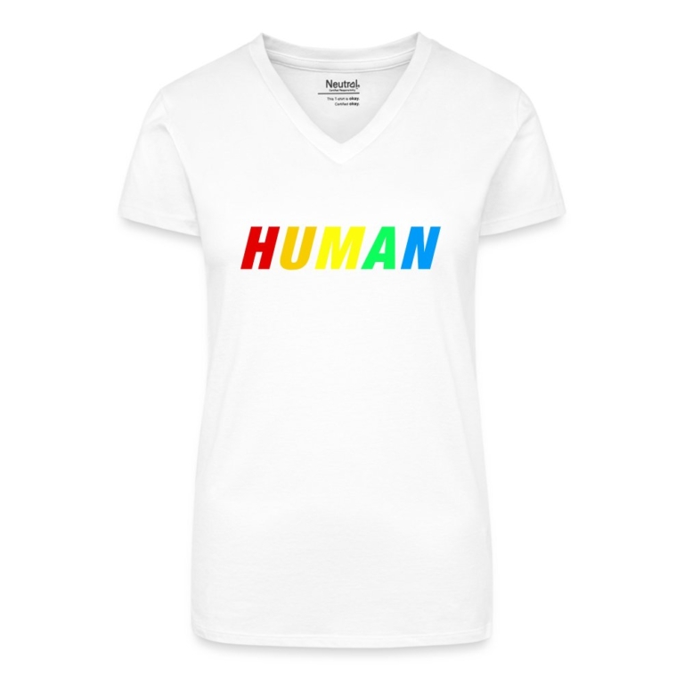 human-lgbtq-bio-frauen-t-shirt-mit-v-ausschnitt-weiss