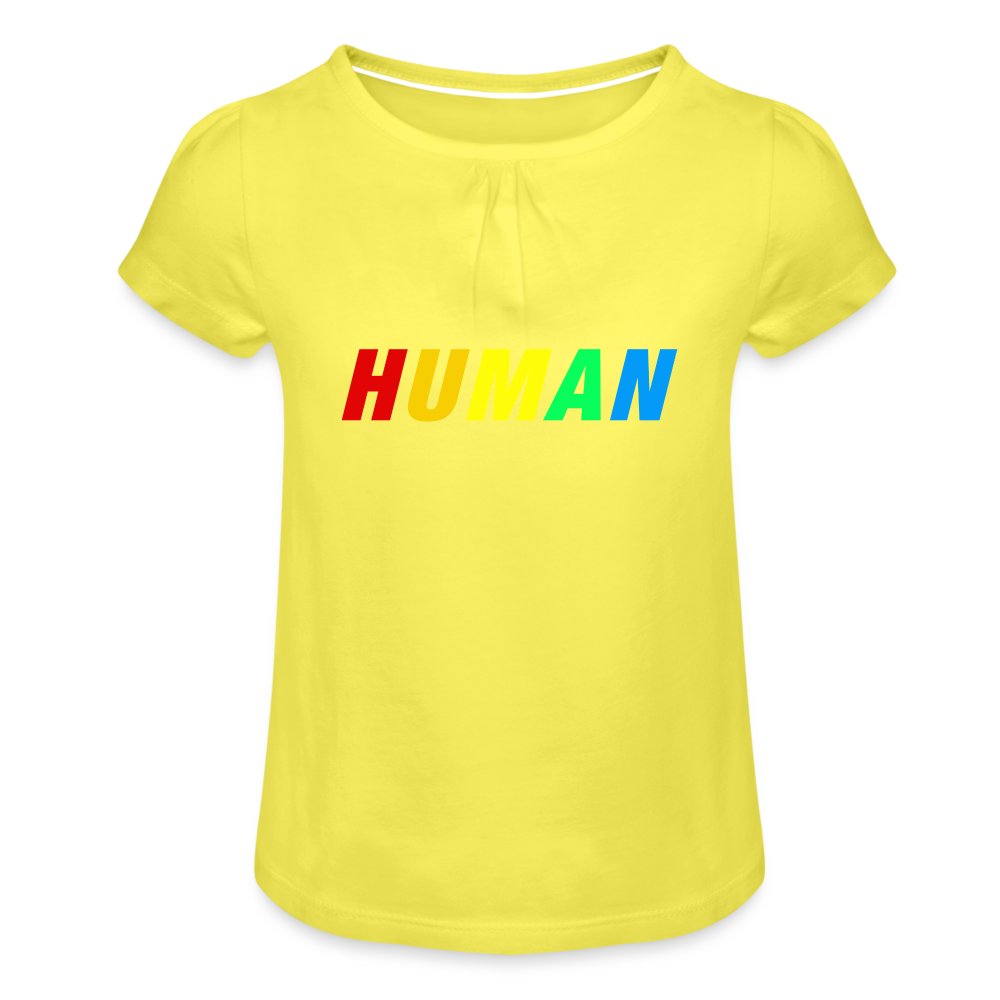 Human LGBTQ - Mädchen-T-Shirt mit Raffungen Gelb