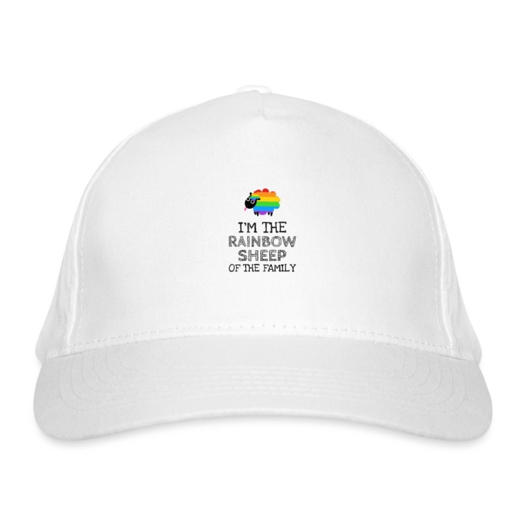 im-the-rainbow-sheep-of-the-family-bio-baseballkappe-weiss