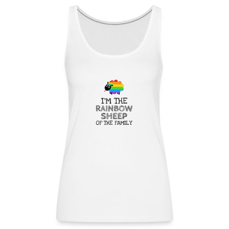 im-the-rainbow-sheep-of-the-family-frauen-premium-tank-top-weiss
