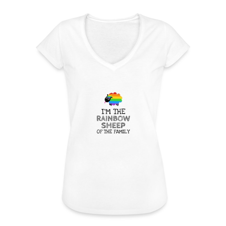 im-the-rainbow-sheep-of-the-family-frauen-vintage-t-shirt-weiss