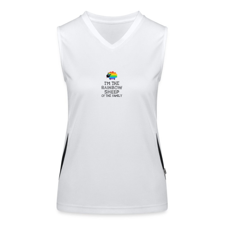 im-the-rainbow-sheep-of-the-family-funktionelles-kontrast-tank-top-fuer-frauen-weiss-schwarz