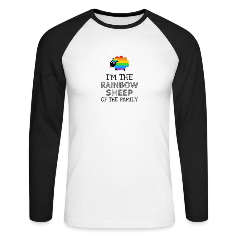 im-the-rainbow-sheep-of-the-family-maenner-baseballshirt-langarm-weiss-schwarz