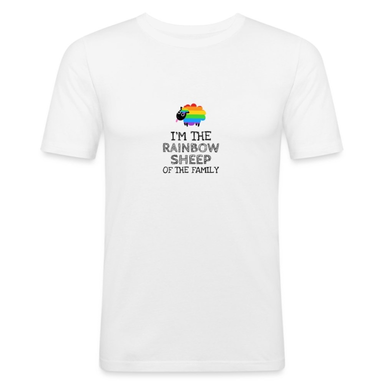 im-the-rainbow-sheep-of-the-family-maenner-slim-fit-t-shirt-weiss