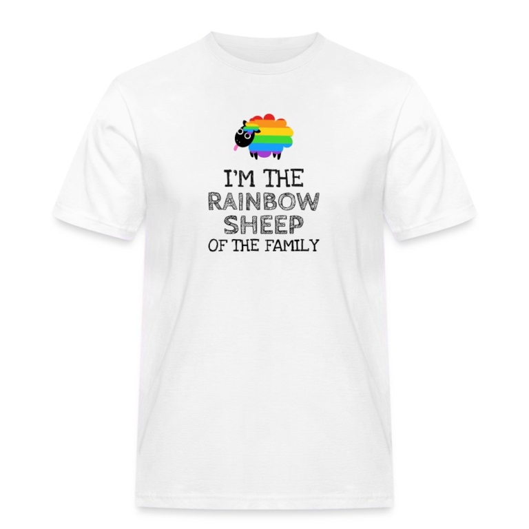 im-the-rainbow-sheep-of-the-family-maenner-workwear-t-shirt-weiss