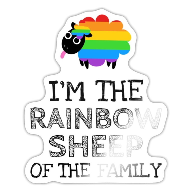 im-the-rainbow-sheep-of-the-family-sticker-weiss-glaenzend