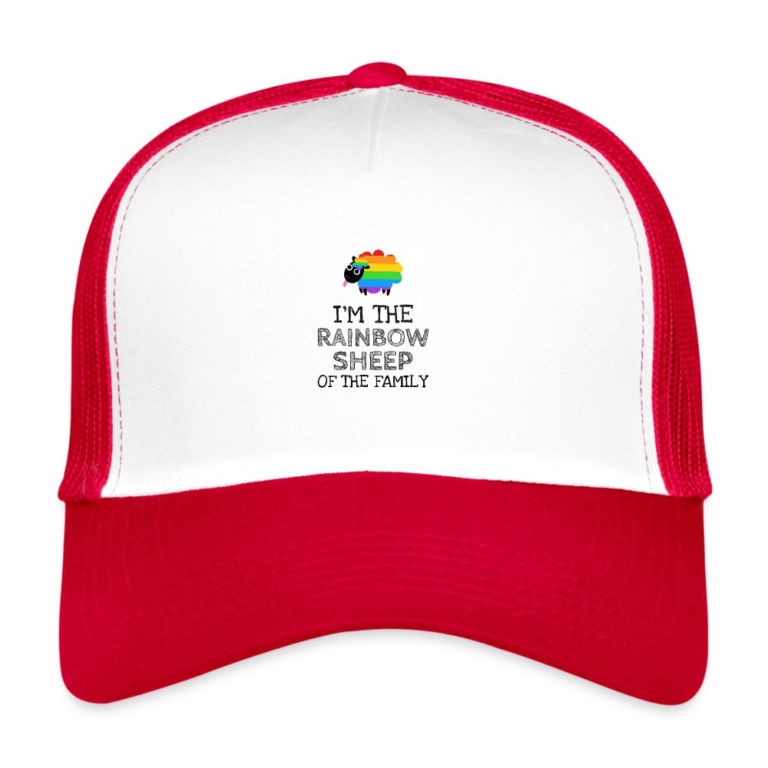 im-the-rainbow-sheep-of-the-family-trucker-cap-weiss-rot