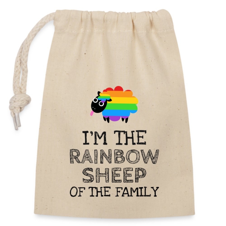 im-the-rainbow-sheep-of-the-family-verschliessbarer-geschenkbeutel-aus-baumwolle-14x20cm-natur