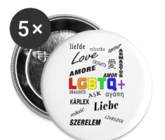 Languages LGBTQ+ - Buttons groß 56 mm (5er Pack) Weiß