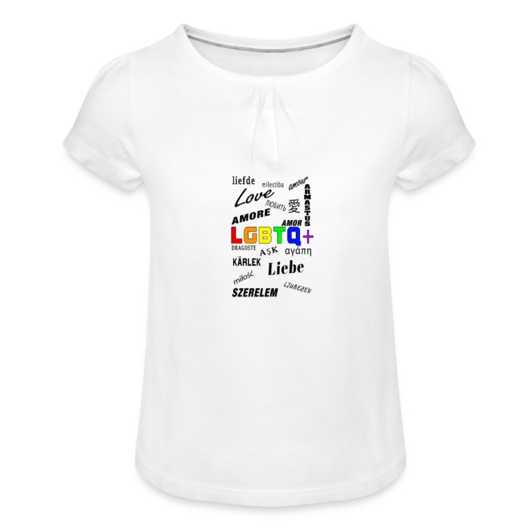 languages-lgbtq-maedchen-t-shirt-mit-raffungen-weiss