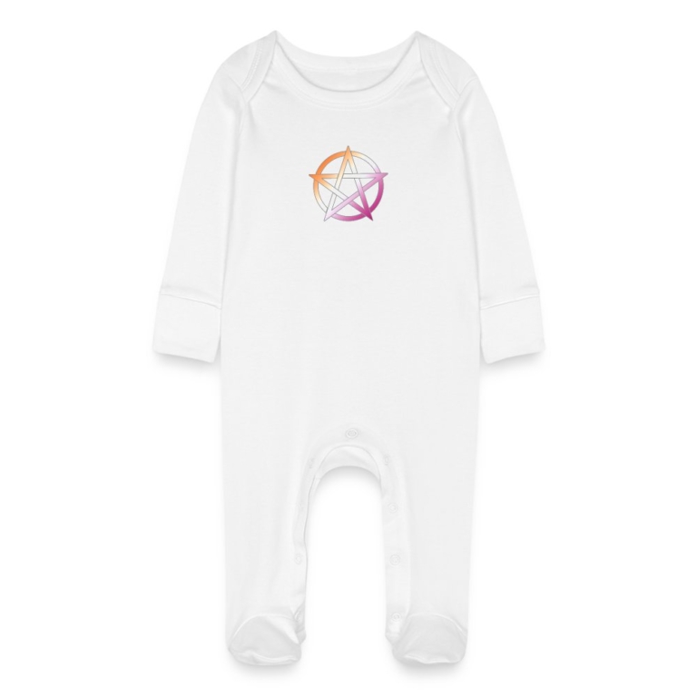lesbian-pride-pentagramm-baby-bio-schlafanzug-mit-kratzhandschuhen-weiss