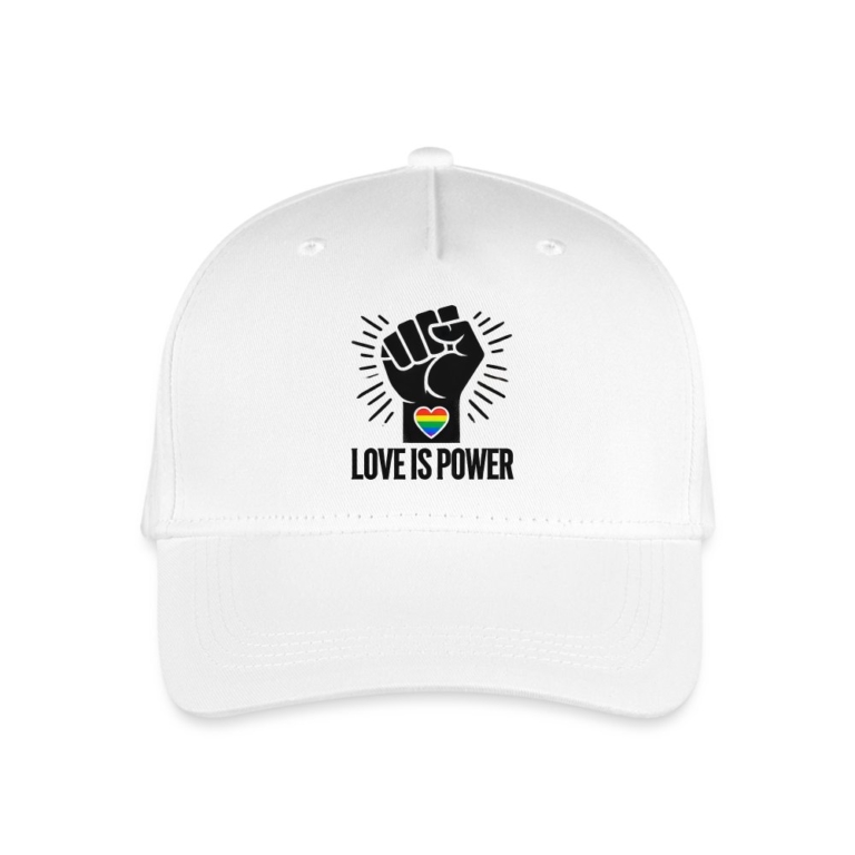 love-is-power-kinder-bio-basecap-weiss