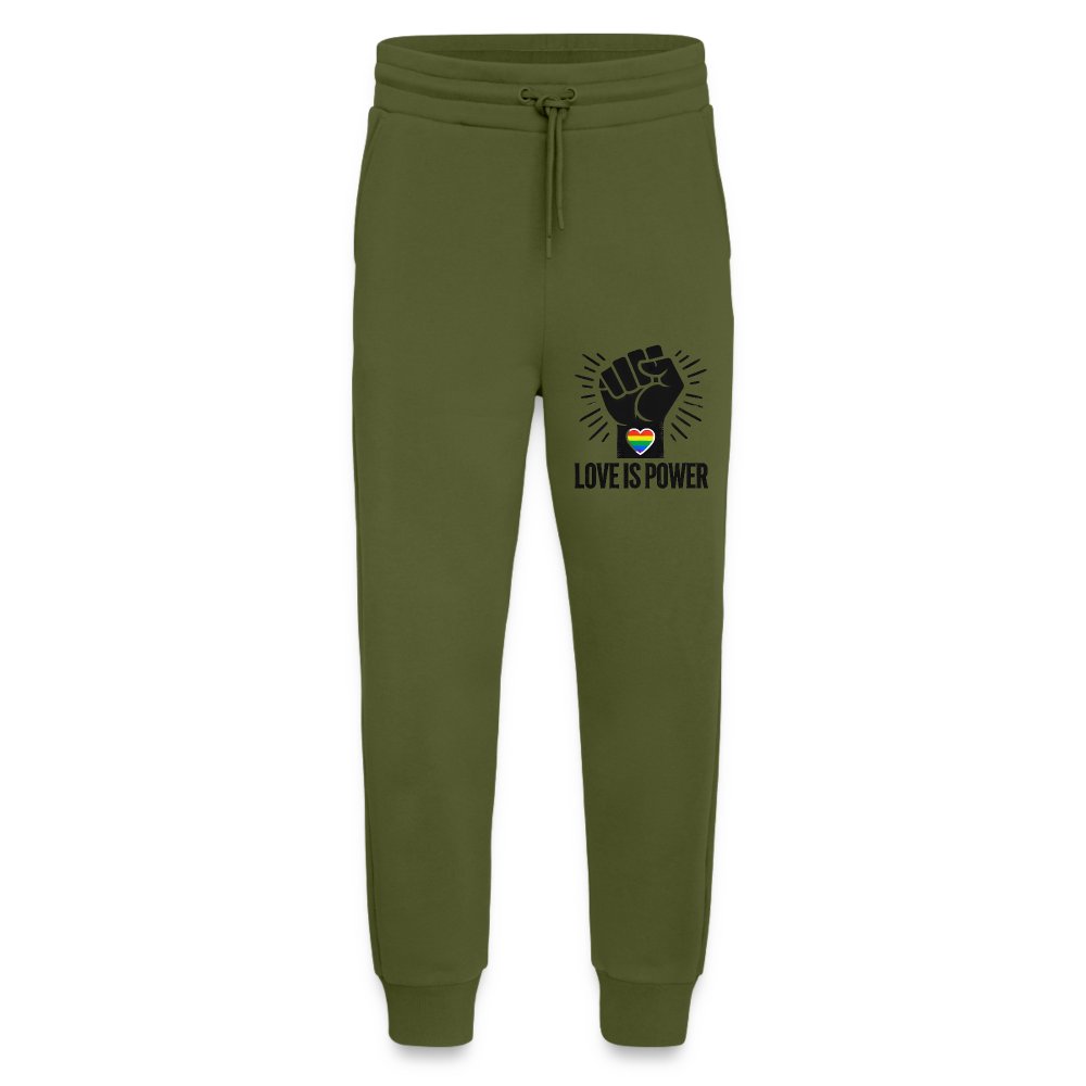 Love is Power - Organic Relaxed Jogginghose Made in EU MOSS GREEN