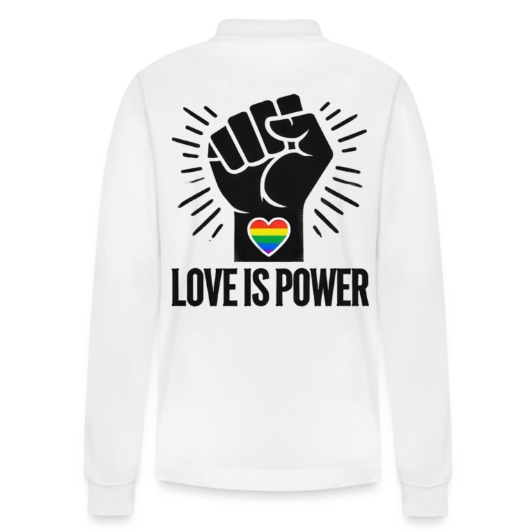 love-is-power-stanleystella-unisex-bio-langarm-poloshirt-prepster-weiss