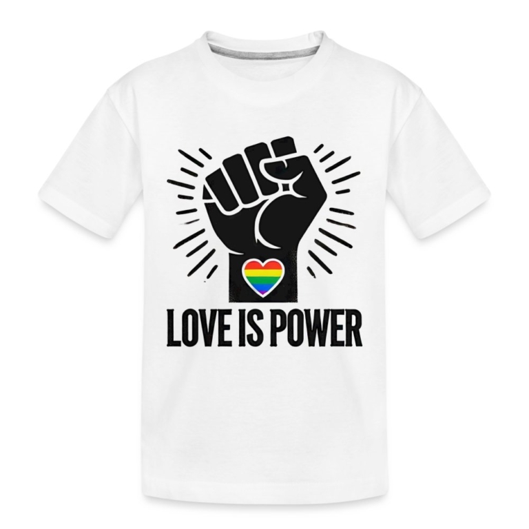 love-is-power-teenager-premium-bio-t-shirt-weiss