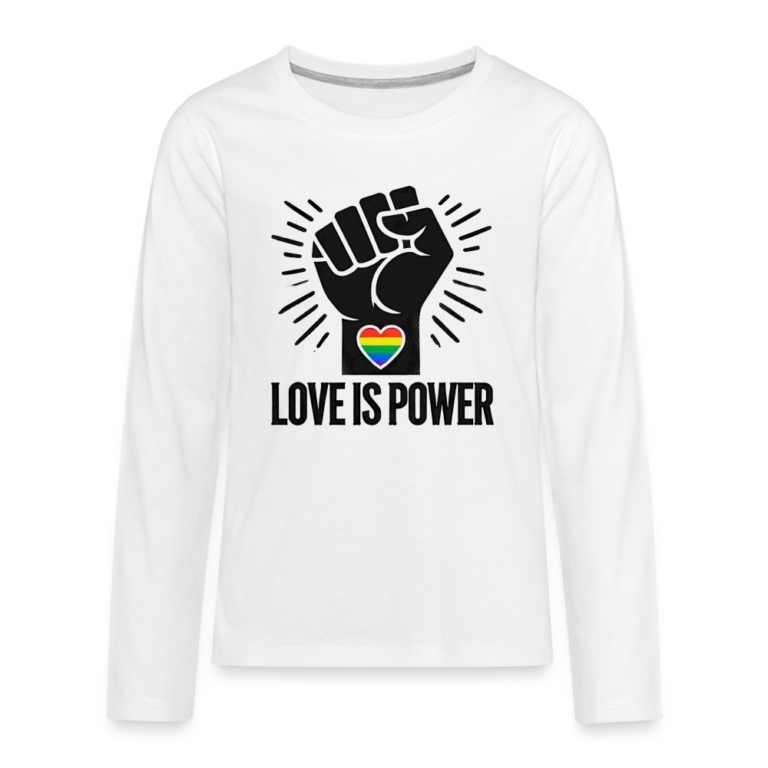 love-is-power-teenager-premium-langarmshirt-weiss
