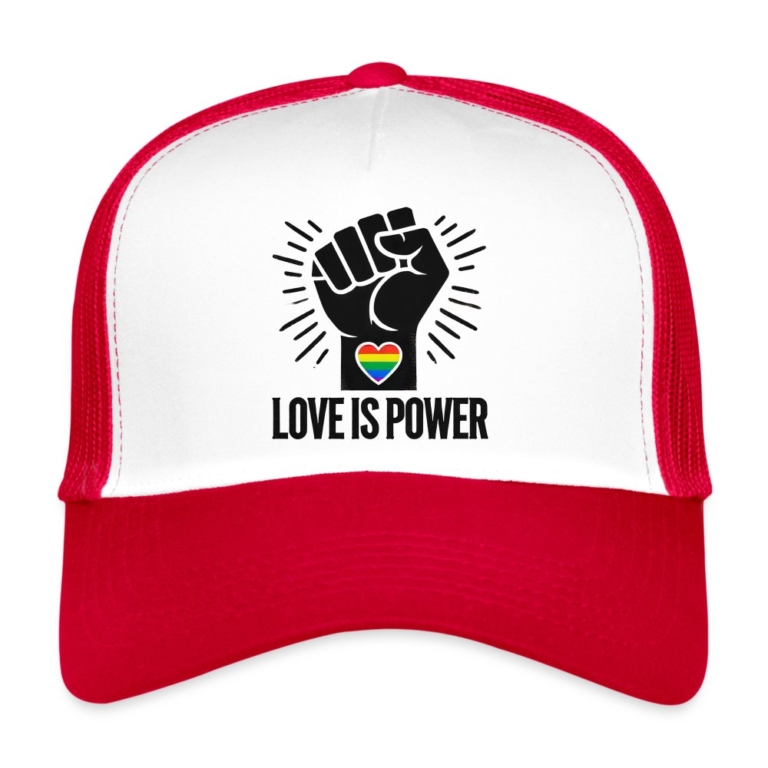 love-is-power-trucker-cap-weiss-rot