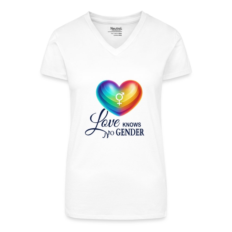 love-knows-no-gender-bio-frauen-t-shirt-mit-v-ausschnitt-weiss