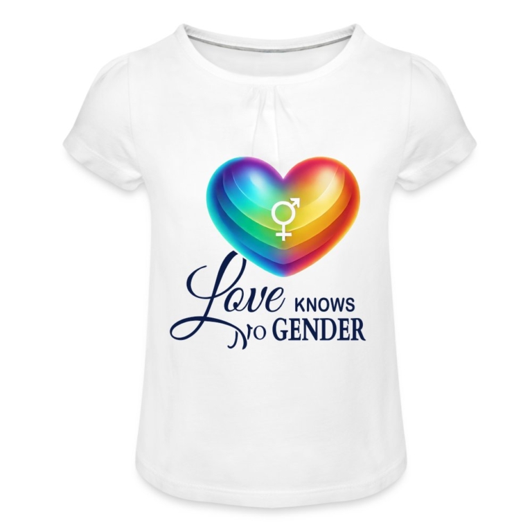 love-knows-no-gender-maedchen-t-shirt-mit-raffungen-weiss