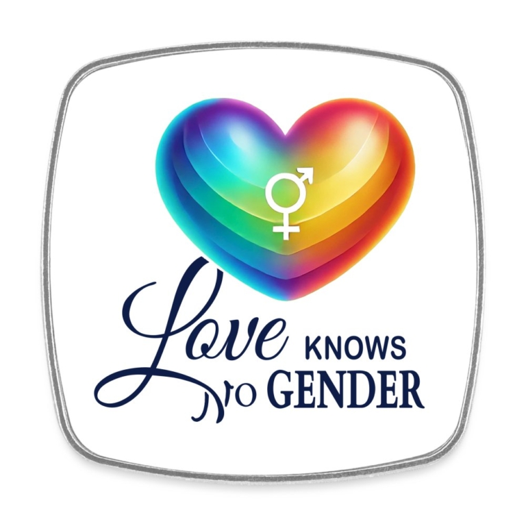 love-knows-no-gender-viereckiger-kuehlschrankmagnet-weiss