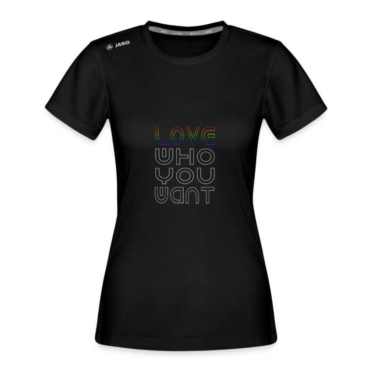 love-who-you-want-jako-frauen-t-shirt-run-20-schwarz