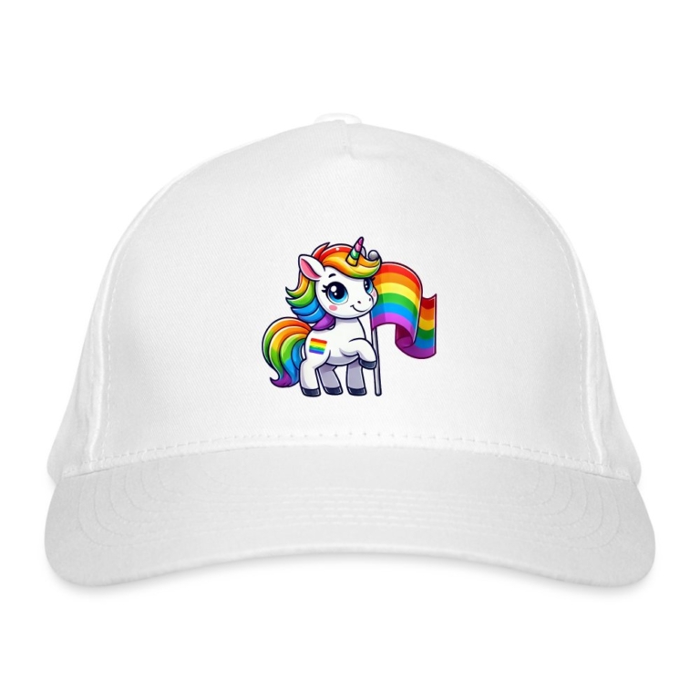 magisches-einhorn-der-vielfalt-bio-baseballkappe-weiss