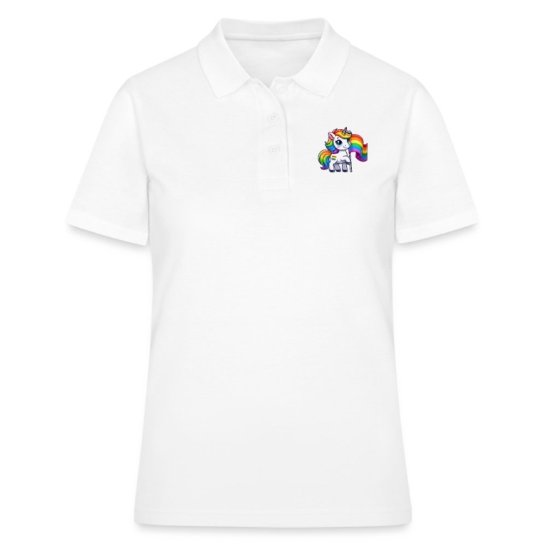 magisches-einhorn-der-vielfalt-frauen-polo-shirt-weiss