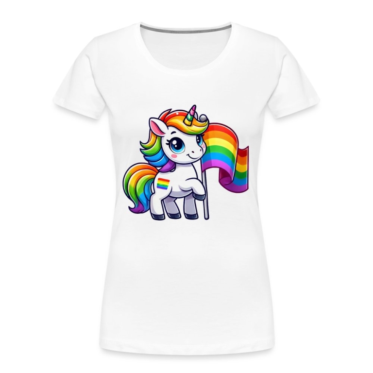 magisches-einhorn-der-vielfalt-frauen-premium-bio-t-shirt-weiss
