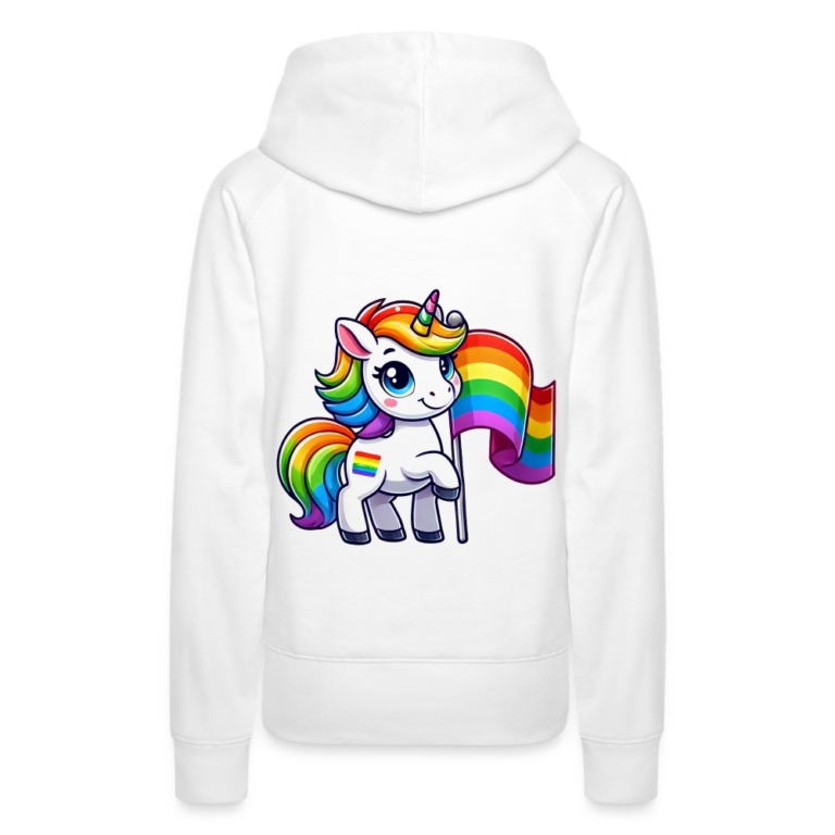 magisches-einhorn-der-vielfalt-frauen-premium-hoodie-weiss
