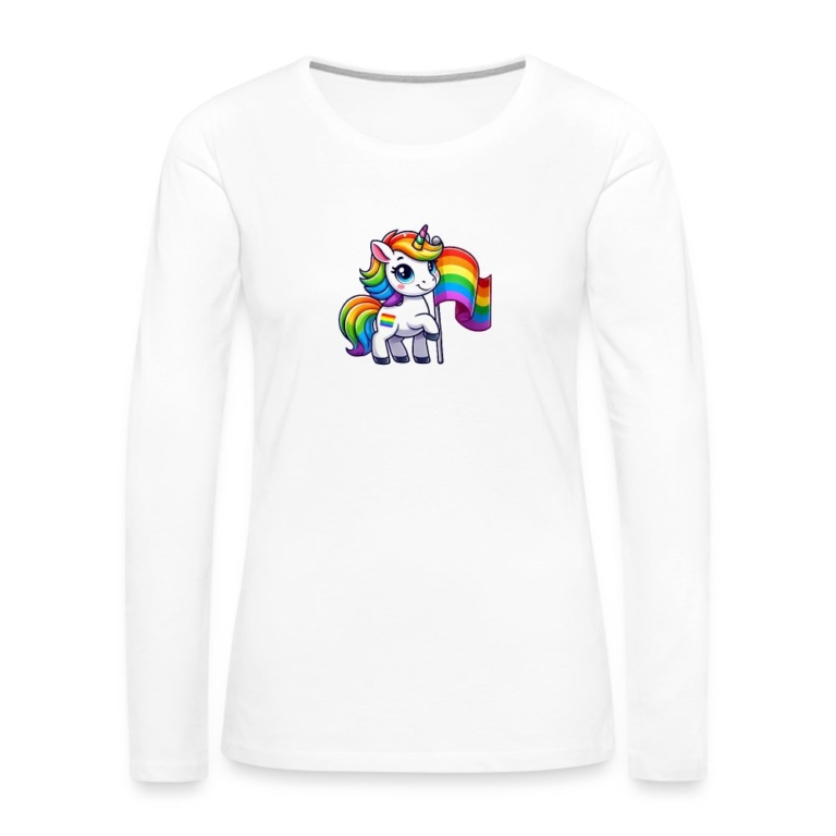 magisches-einhorn-der-vielfalt-frauen-premium-langarmshirt-weiss