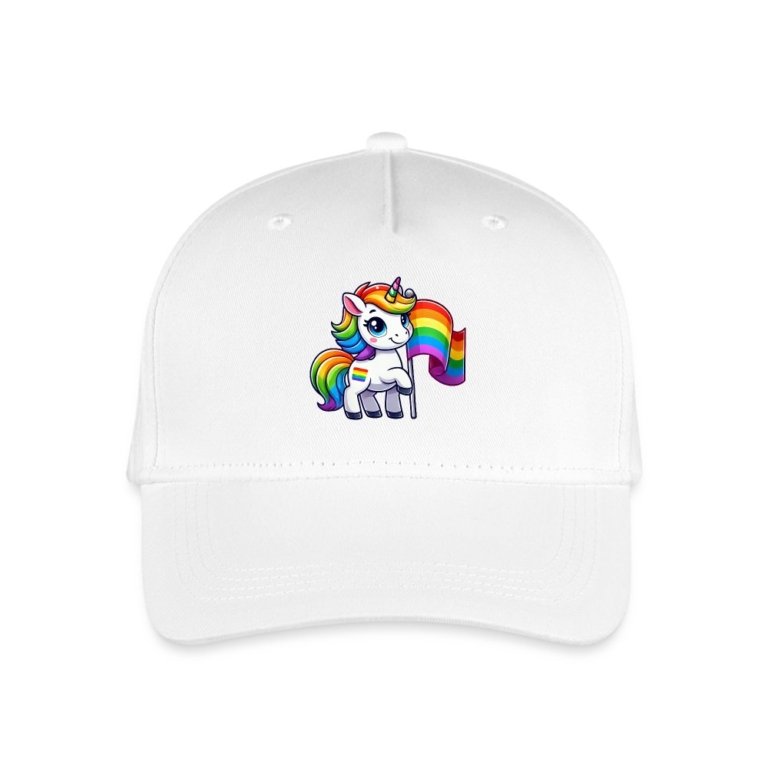 magisches-einhorn-der-vielfalt-kinder-bio-basecap-weiss