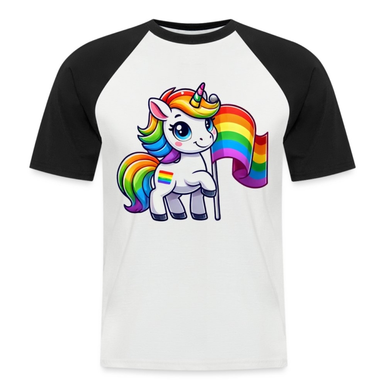 magisches-einhorn-der-vielfalt-maenner-baseball-t-shirt-weiss-schwarz