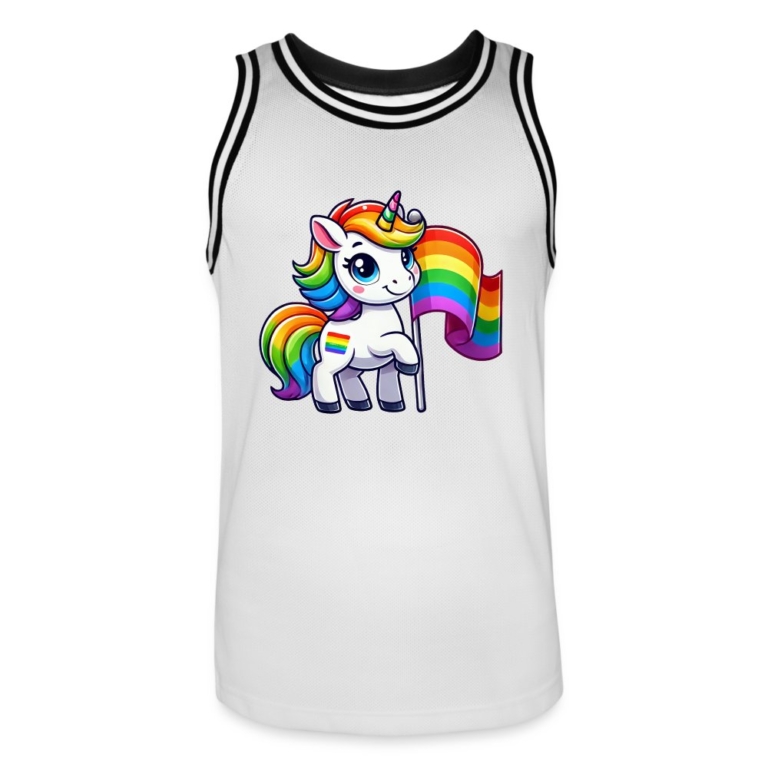magisches-einhorn-der-vielfalt-maenner-basketball-trikot-weiss-schwarz