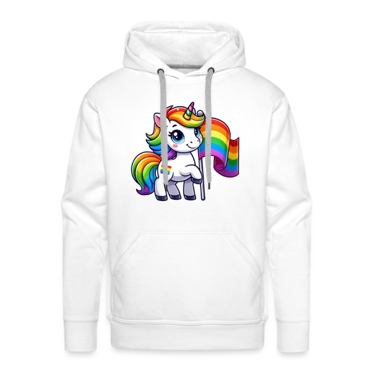 magisches-einhorn-der-vielfalt-maenner-premium-hoodie-weiss