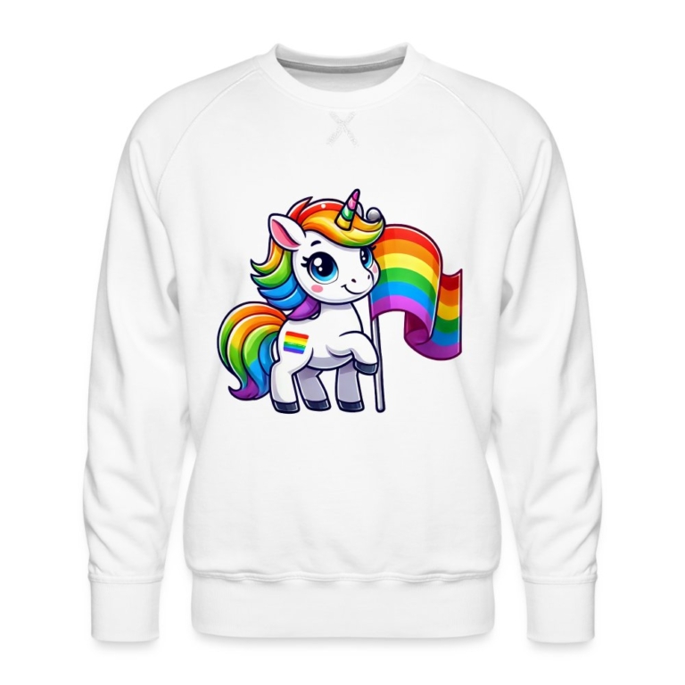 magisches-einhorn-der-vielfalt-maenner-premium-pullover-weiss