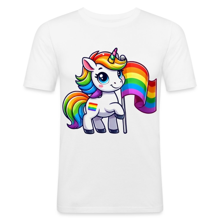 magisches-einhorn-der-vielfalt-maenner-slim-fit-t-shirt-weiss