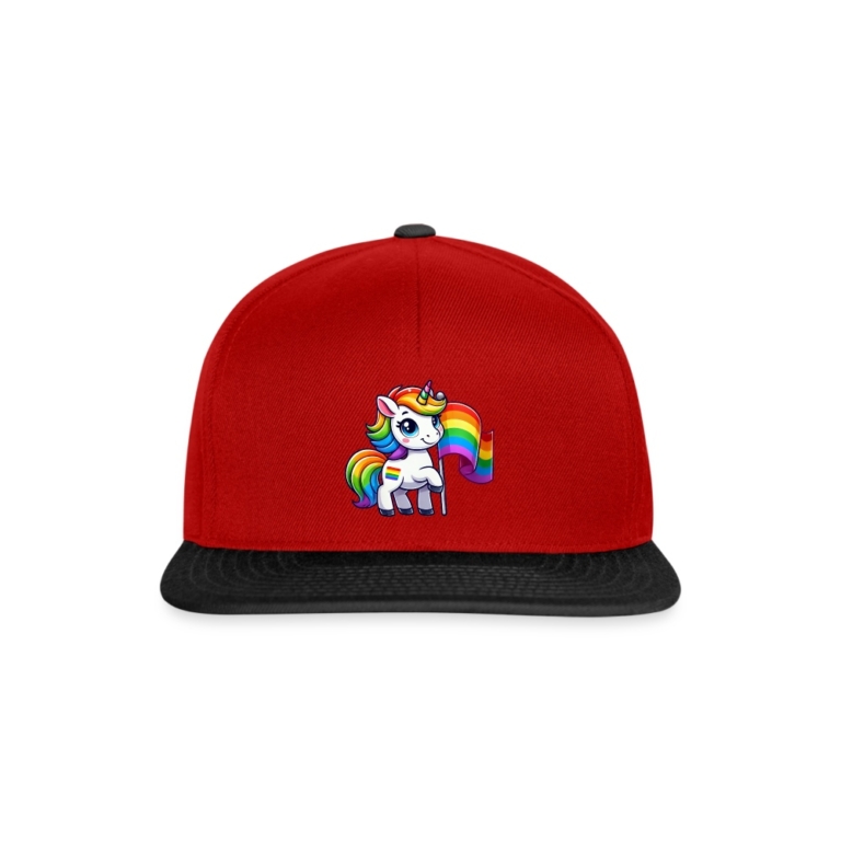 magisches-einhorn-der-vielfalt-snapback-cap-rot-schwarz