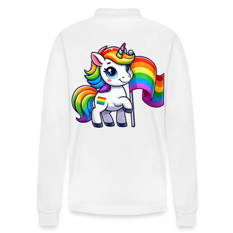 magisches-einhorn-der-vielfalt-stanleystella-unisex-bio-langarm-poloshirt-prepster-weiss