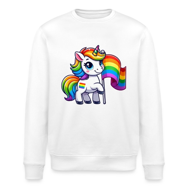magisches-einhorn-der-vielfalt-stanleystella-unisex-bio-sweatshirt-roller-weiss