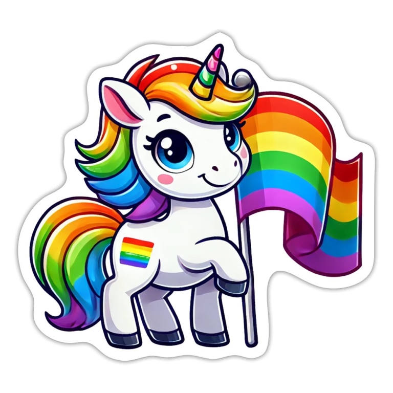 magisches-einhorn-der-vielfalt-sticker-mattweiss