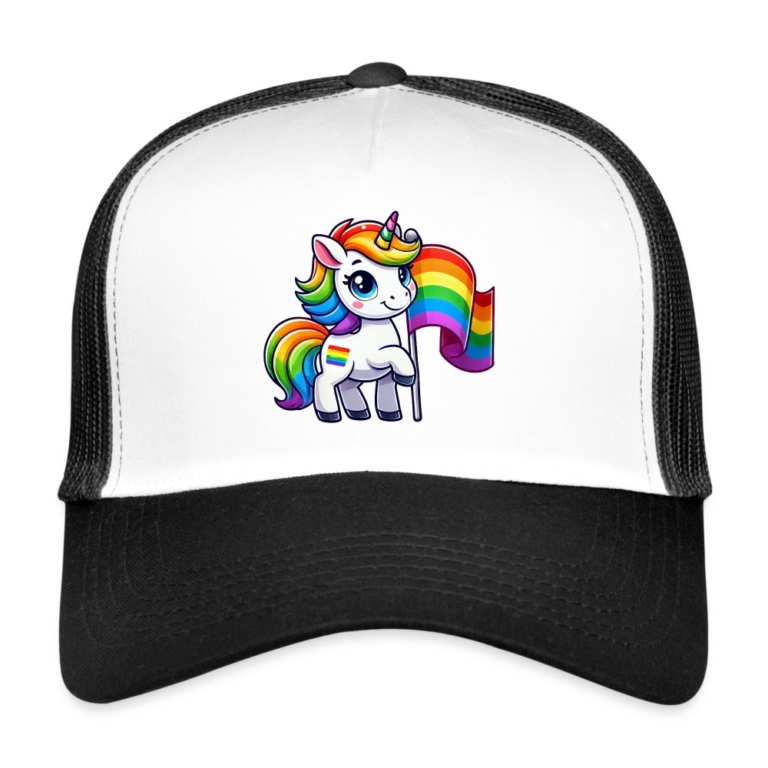 magisches-einhorn-der-vielfalt-trucker-cap-weiss-schwarz