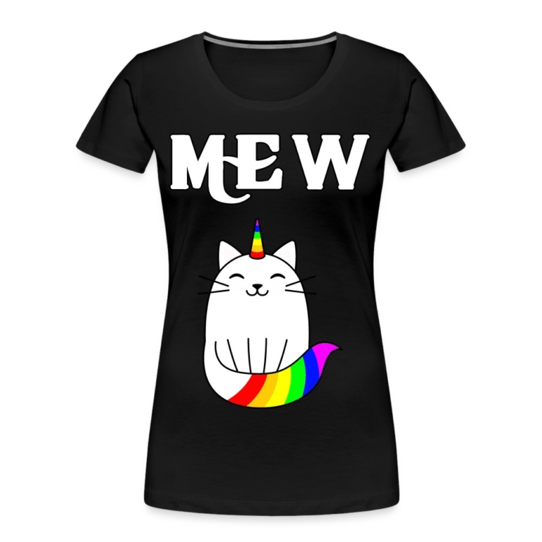mewnicorn-frauen-premium-bio-t-shirt-schwarz