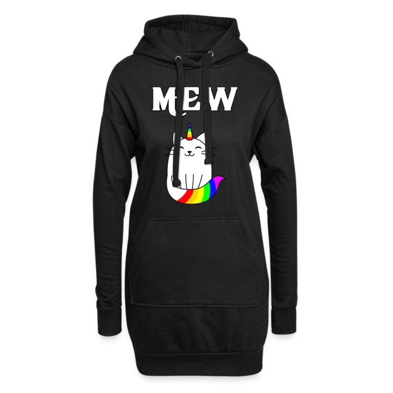 mewnicorn-hoodie-kleid-schwarz