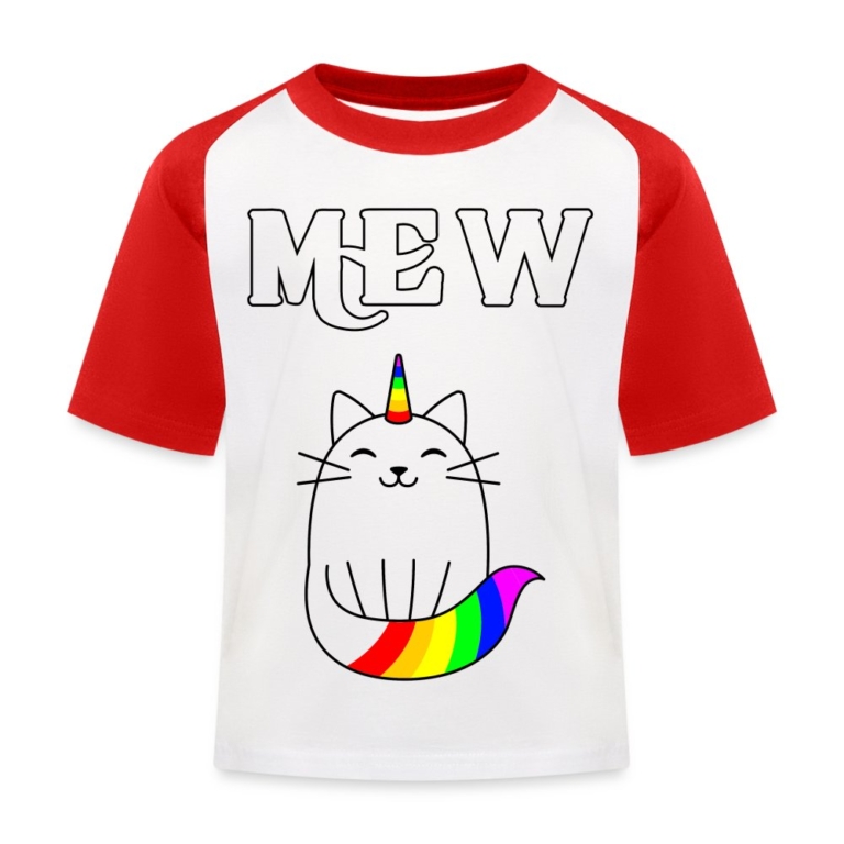 mewnicorn-kinder-baseball-t-shirt-weiss-rot