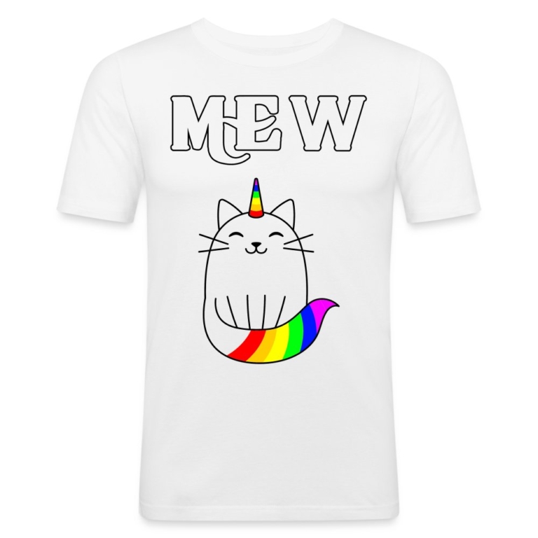 mewnicorn-maenner-slim-fit-t-shirt-weiss